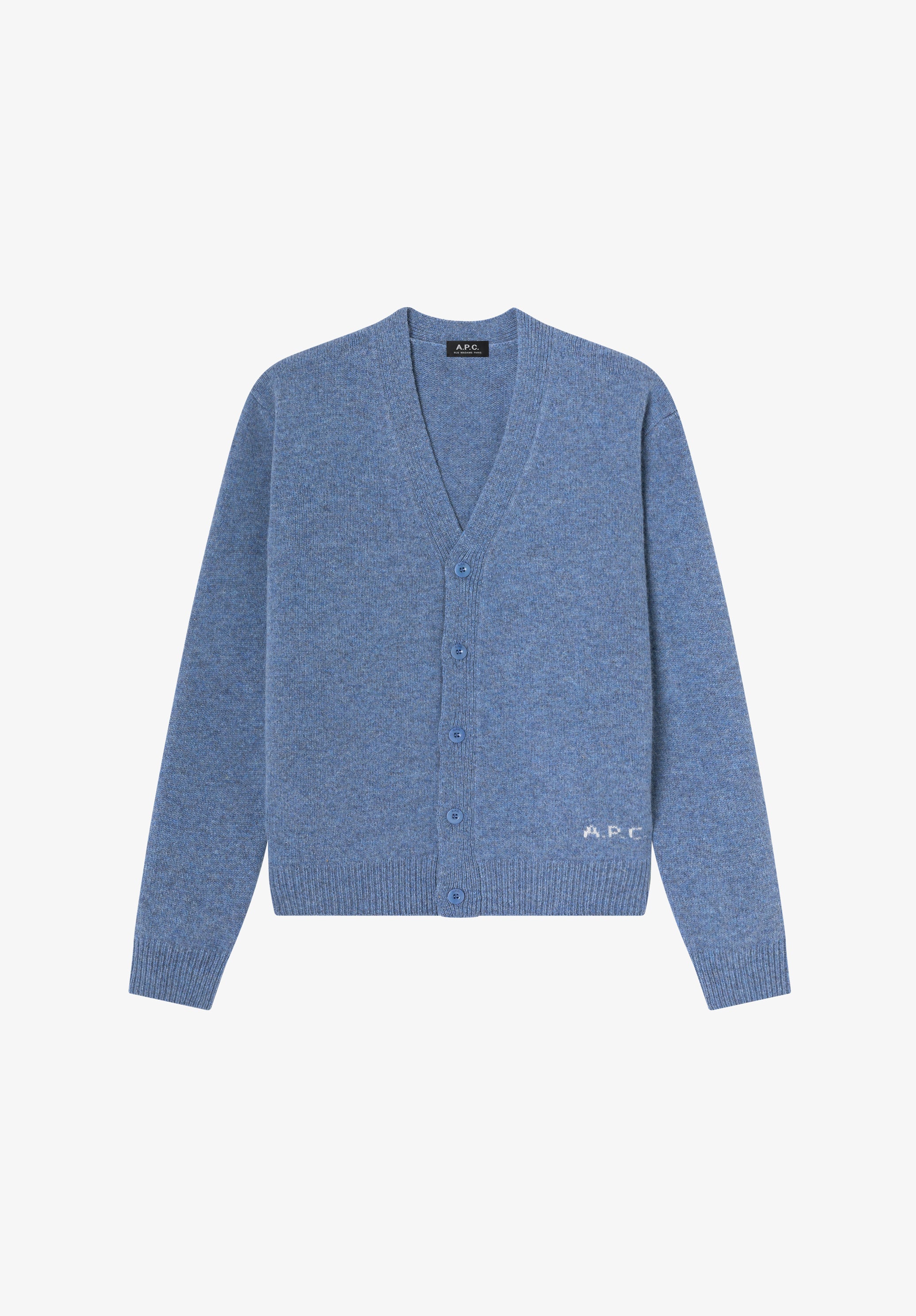 Loose grey-blue wool cardigan - 0