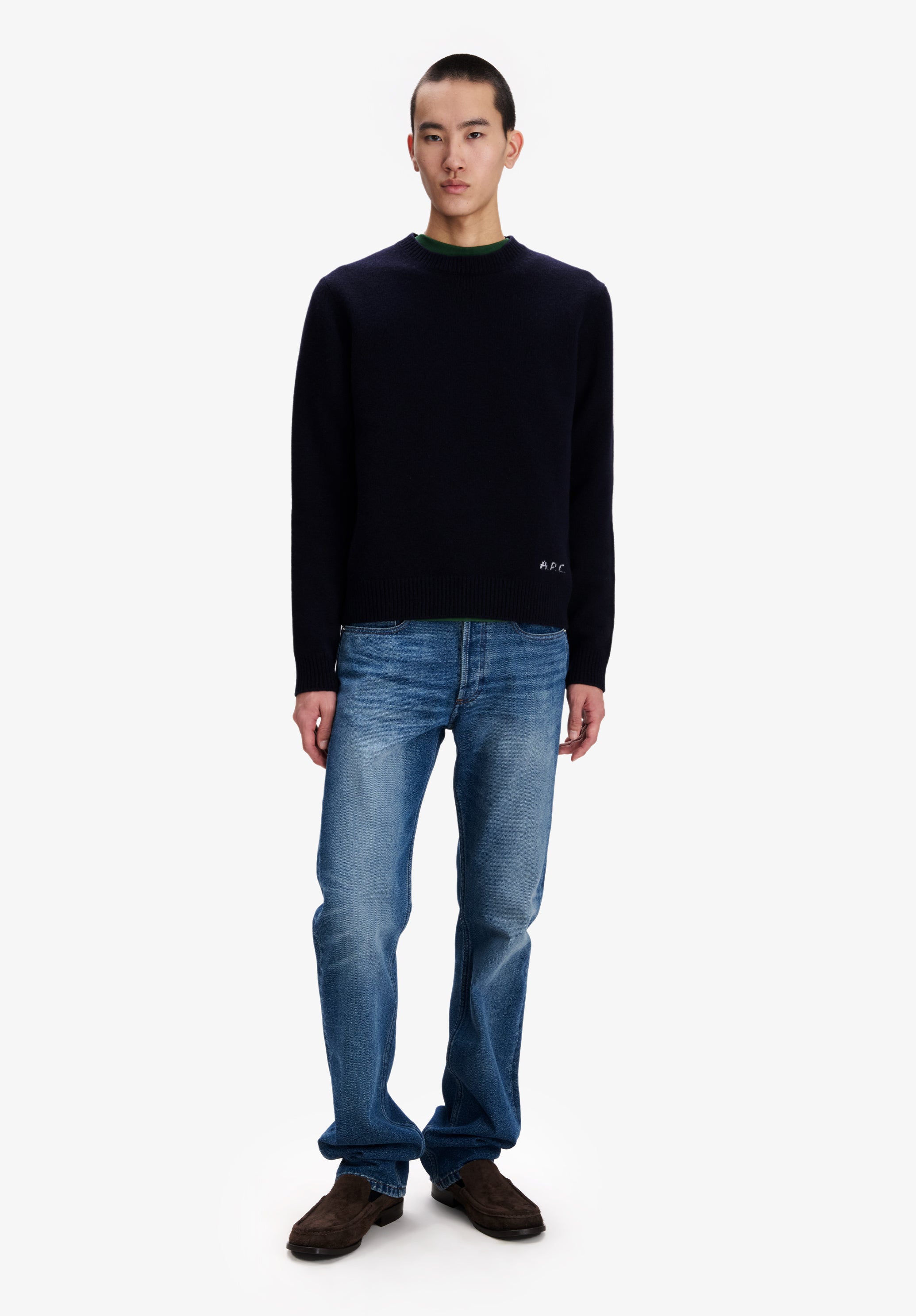 Loose navy blue wool sweater - 1