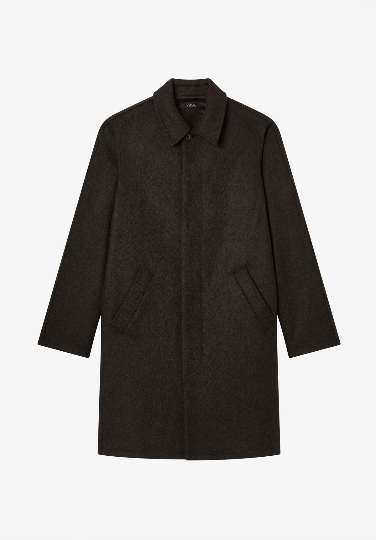 Heather brown mac in woollen cloth