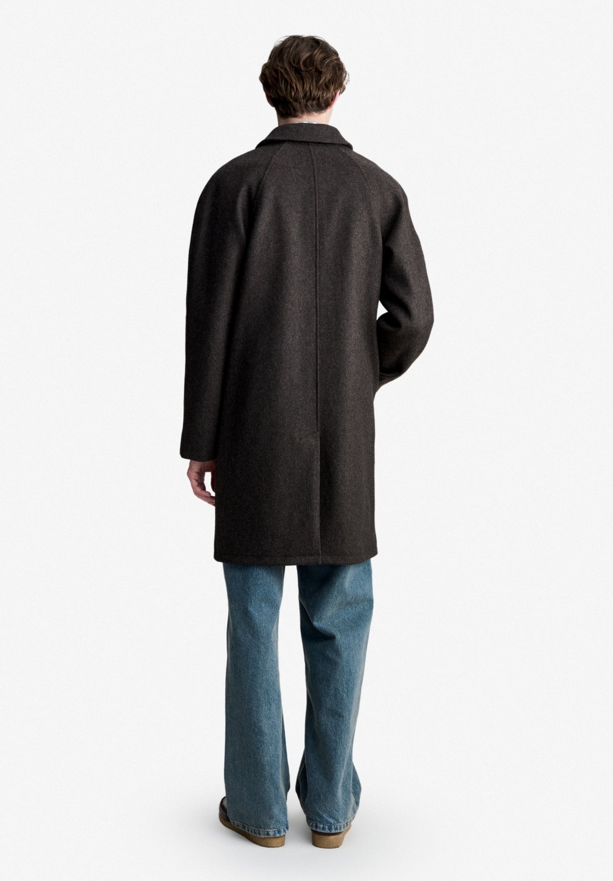 Heather brown mac in woollen cloth