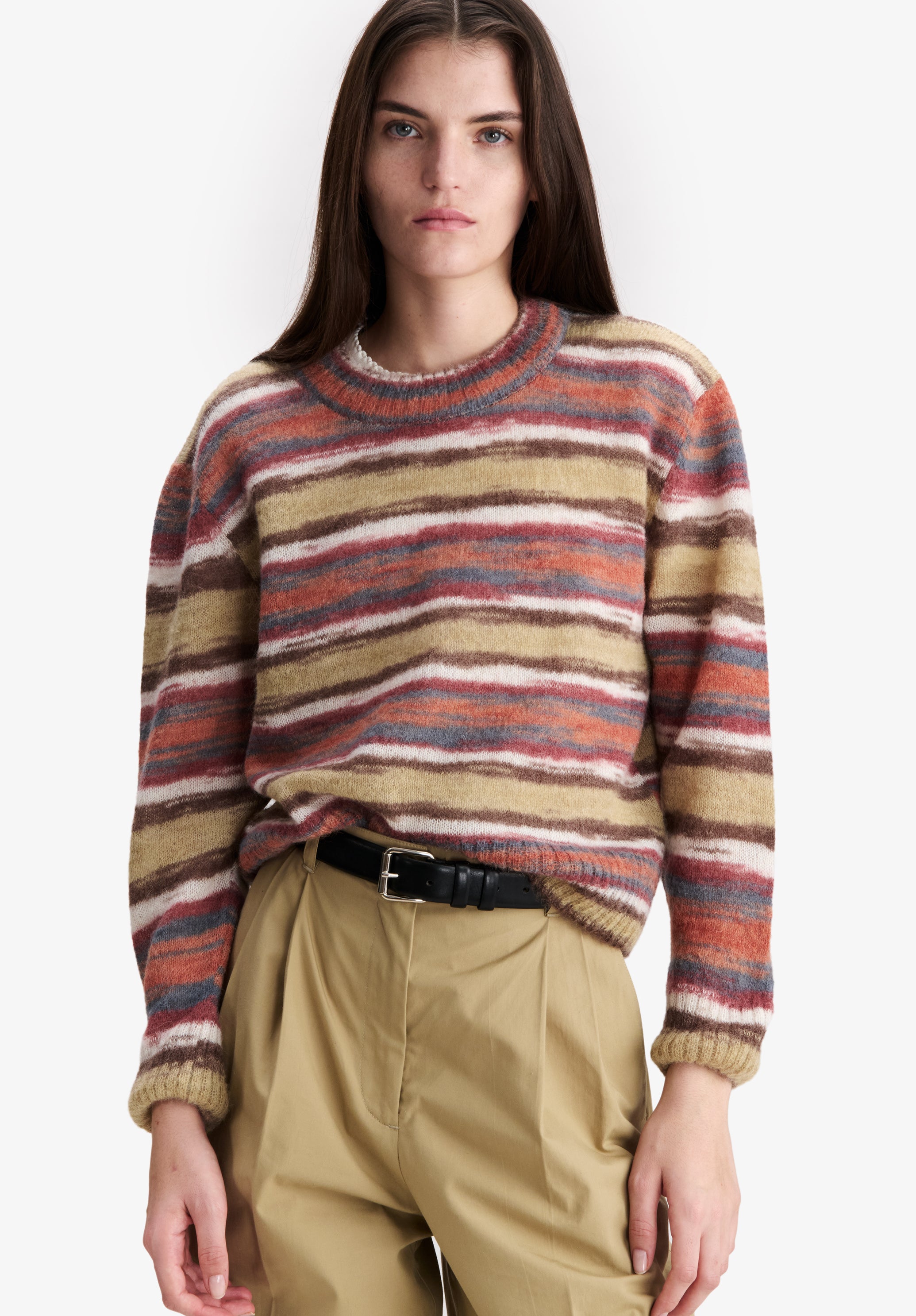 Striped brown alpaca sweater - 3