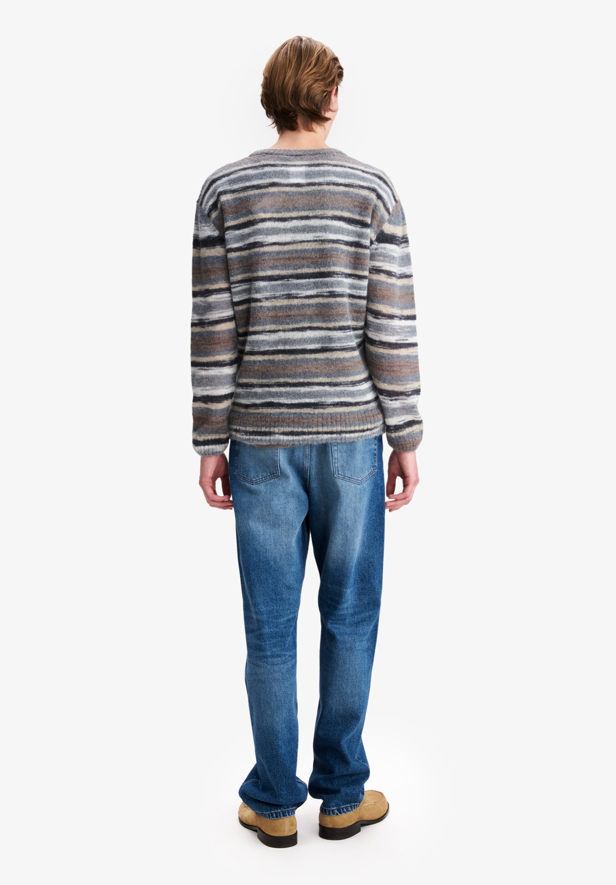 Striped grey alpaca sweater - 2