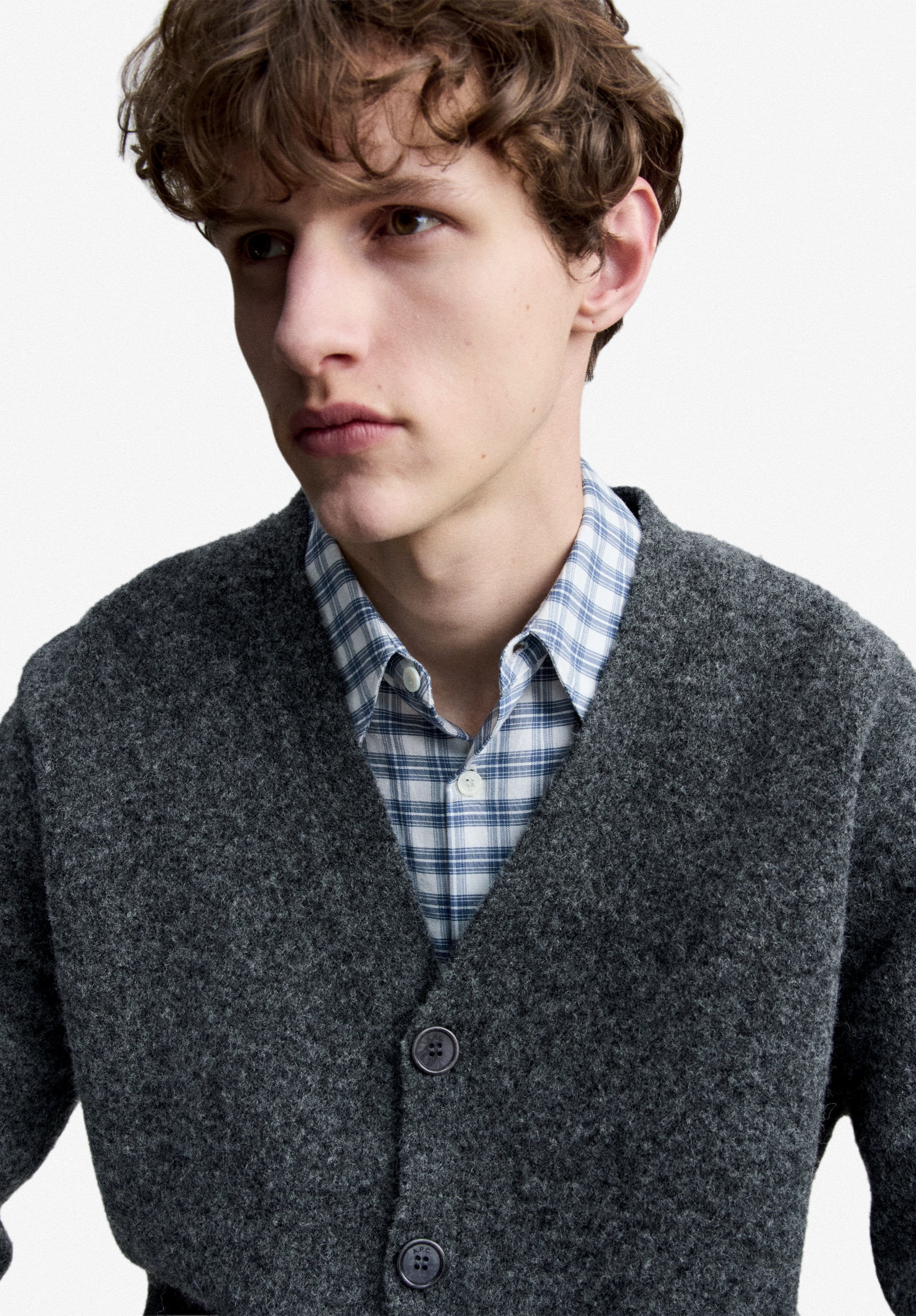 Charcoal grey alpaca wool cardigan - 3