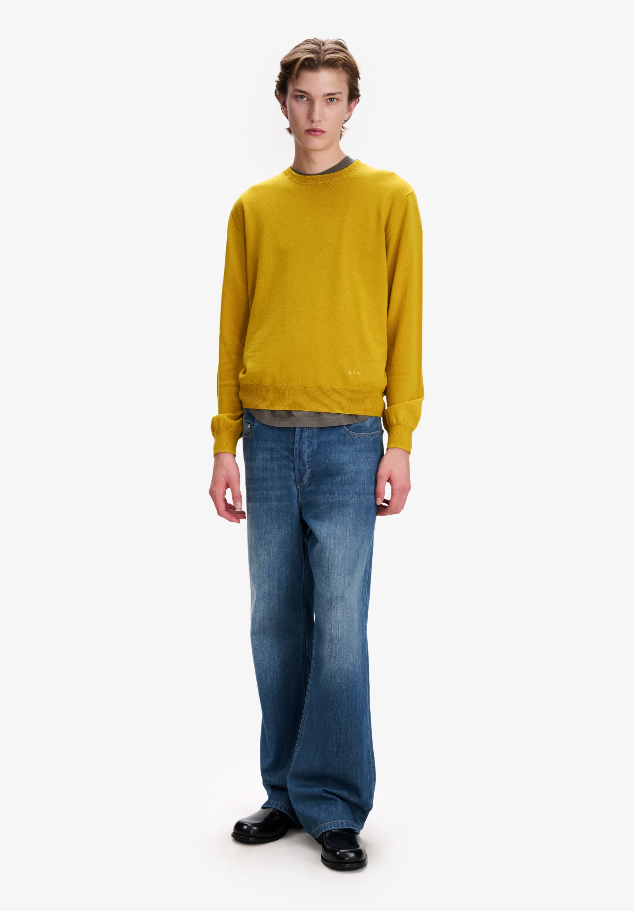 Yellow merino wool sweater - 1