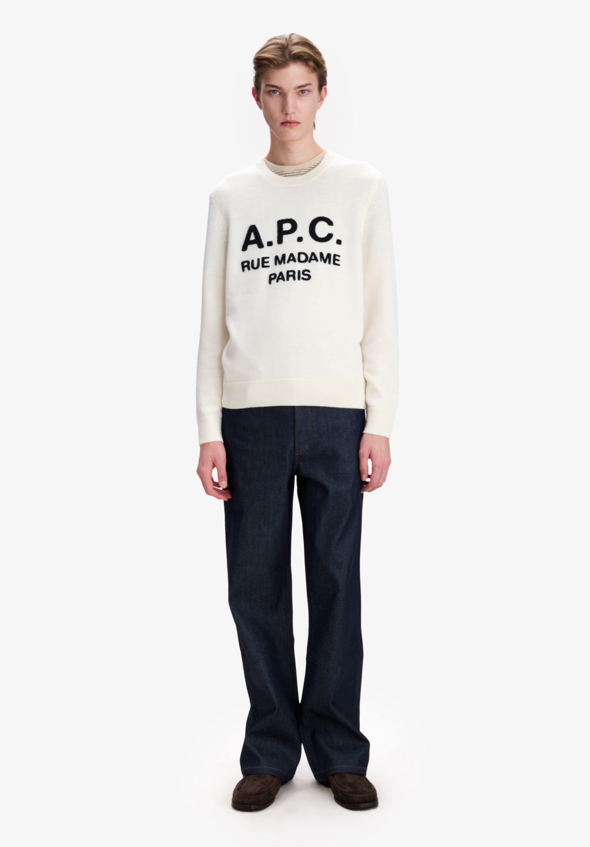 Ecru sweater with A.P.C. logo - 1