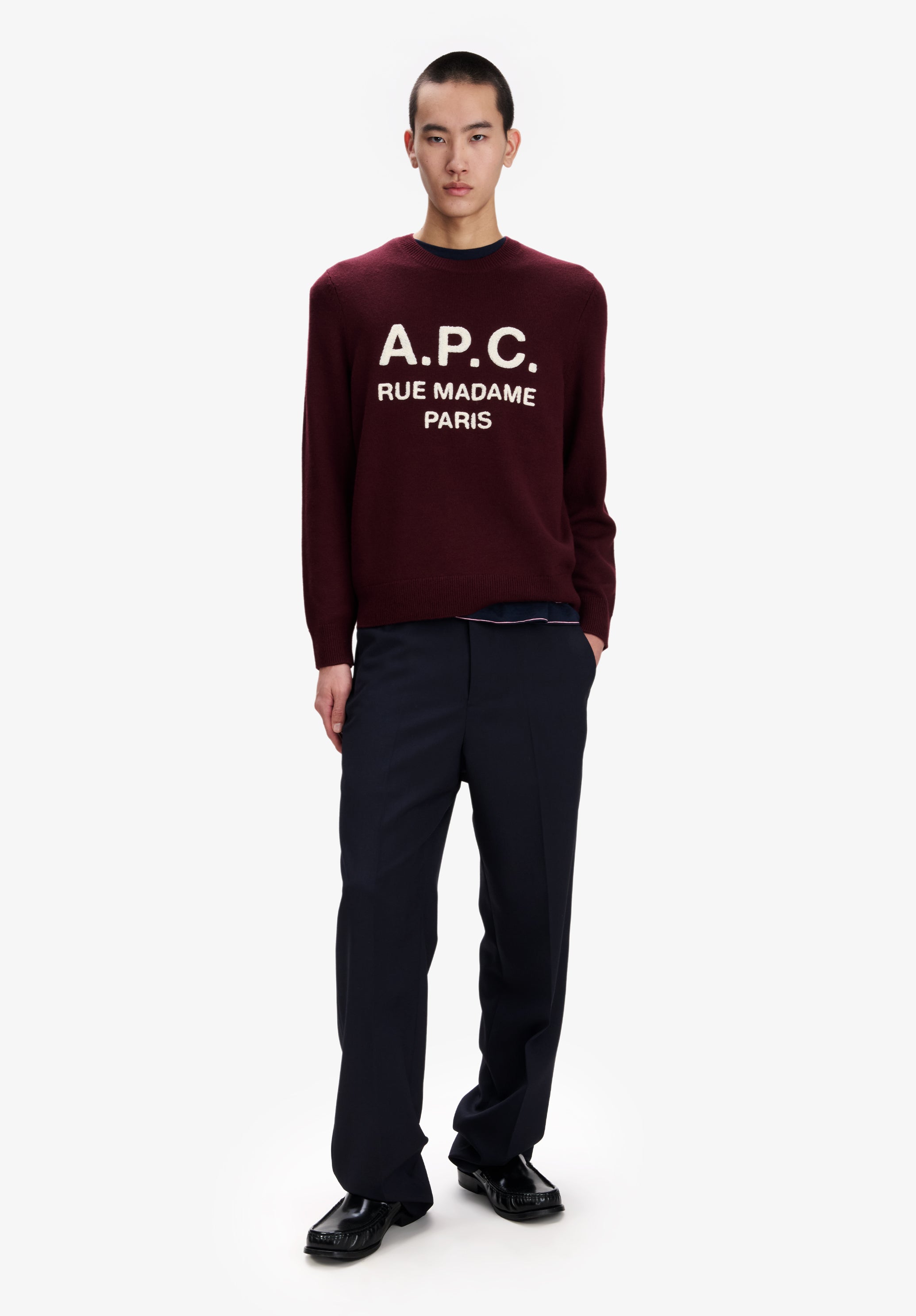 Burgundy sweater with A.P.C. logo - 1