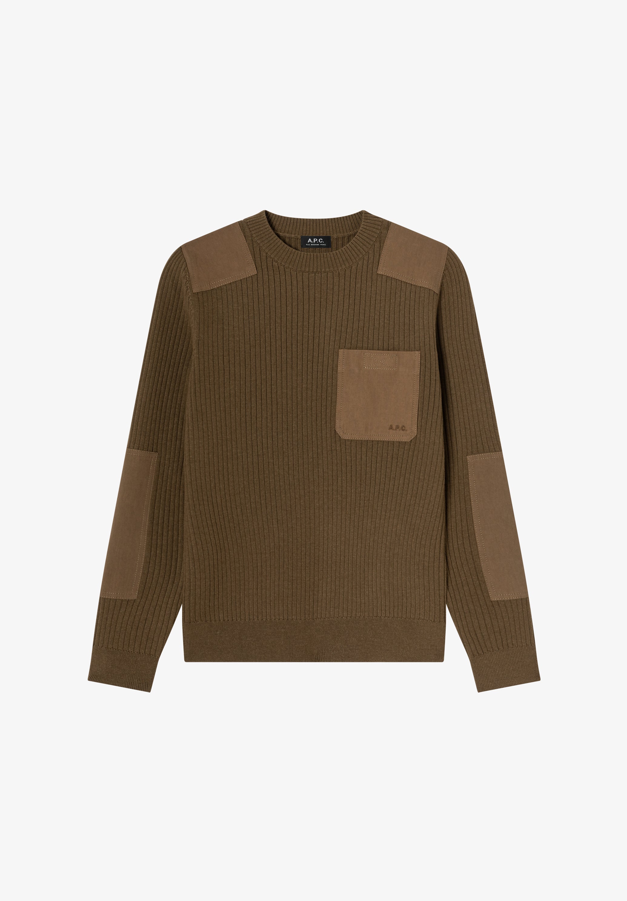 Olive green merino wool military sweater - 0