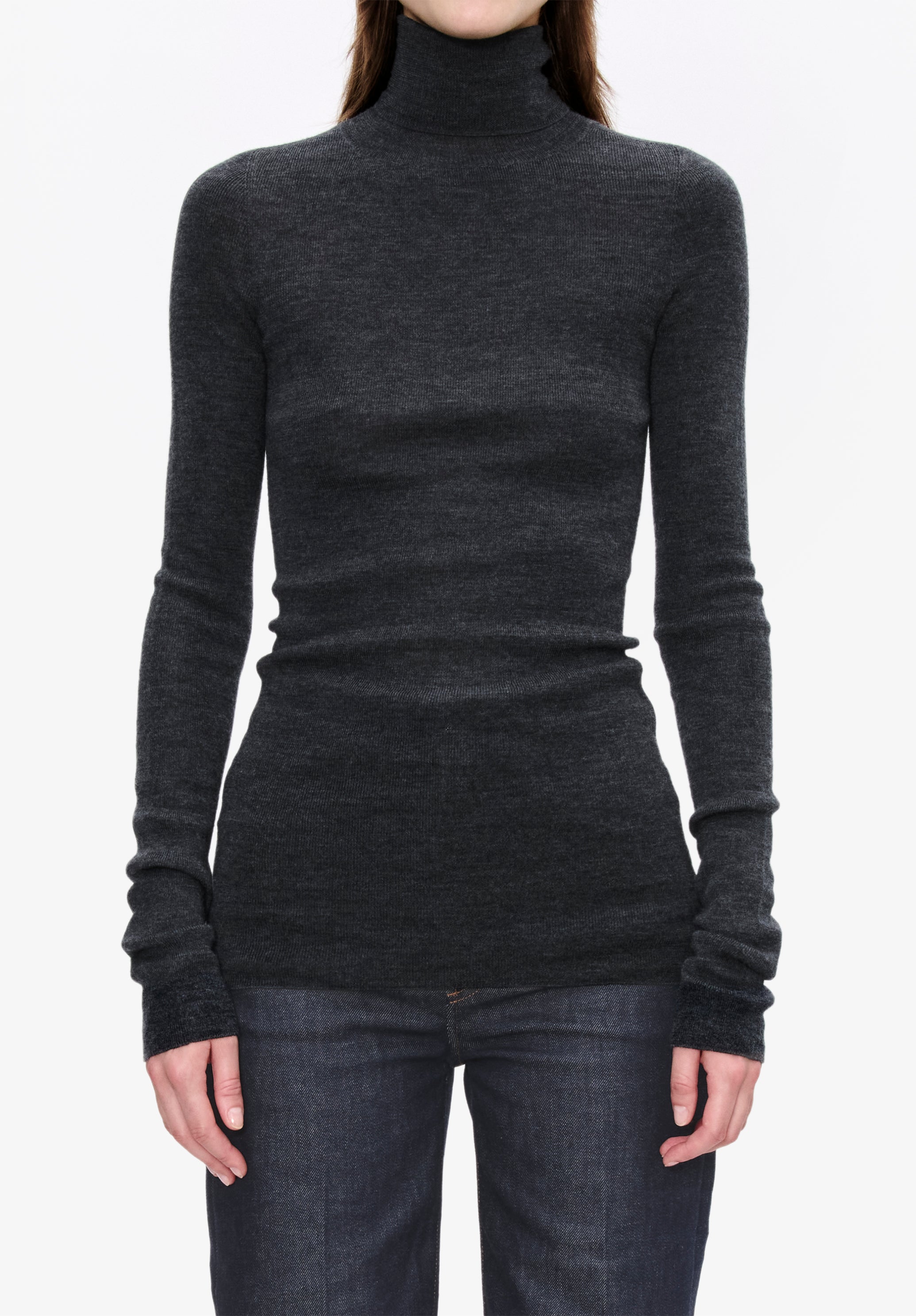Narrow-rib polo neck jumper - 4