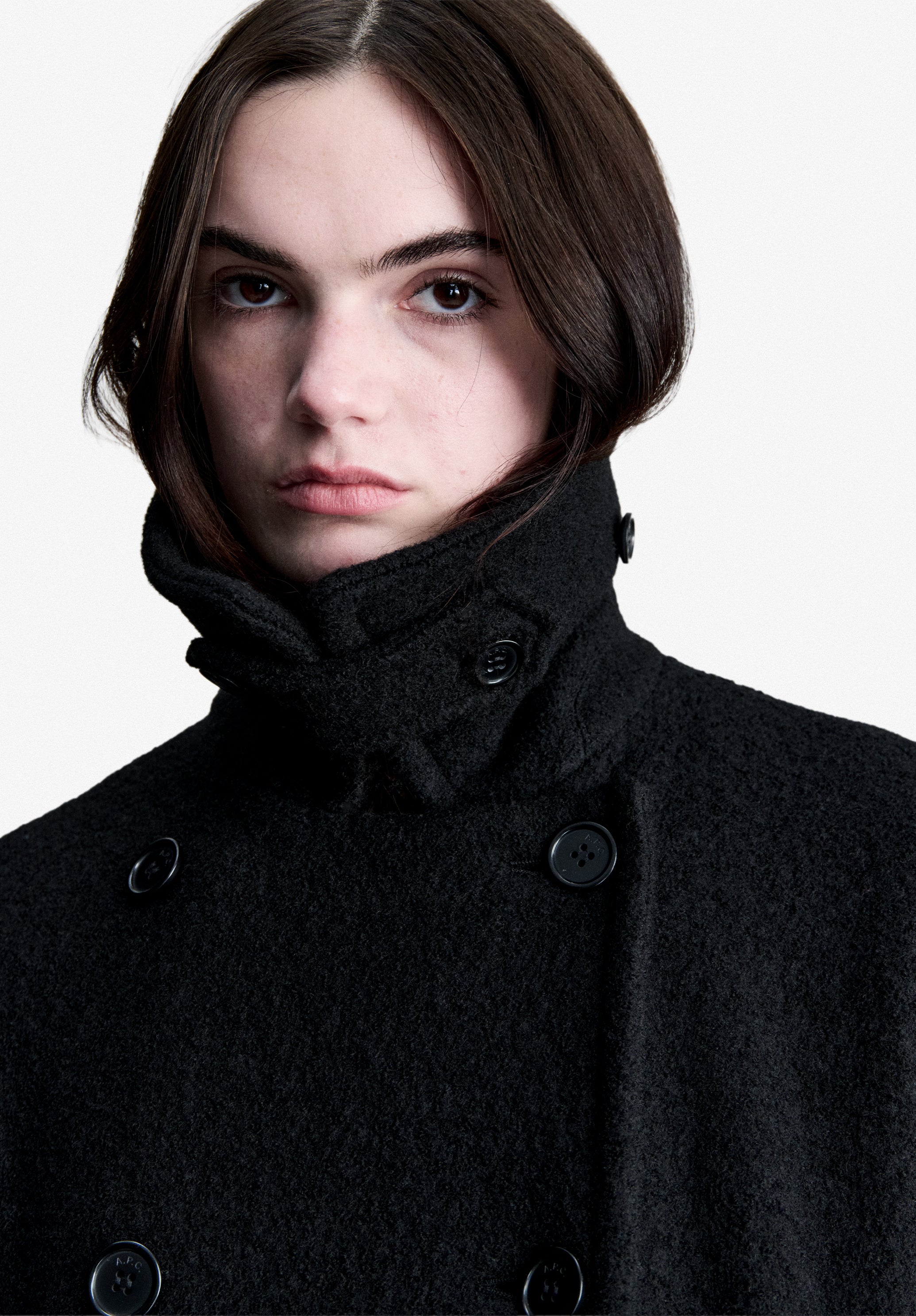 Oversized black coat in boiled Italian wool - 3